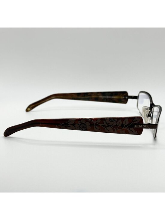 Vintage Chanel Brown Floral Rectangular Eyeglass Made In Italy main image 5